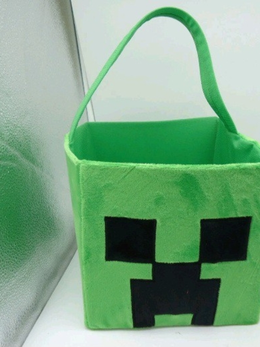 Minecraft Creeper Plush Basket Green Cube Easter Basket Halloween Bucket
